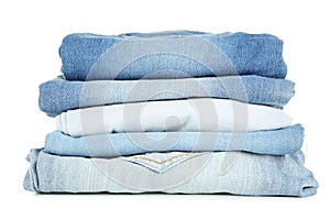 Stack of folded jeans