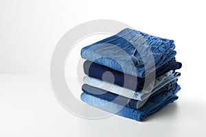 Stack of folded jeans