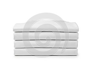 Stack of folded sheets, isolated on white background