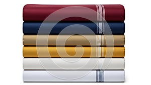 Stack of folded sheets, isolated on white background