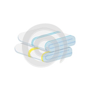 Stack of folded towels isolated on white background. Vector illustration