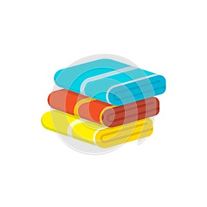 Stack of folded towels isolated on white background. Vector illustration