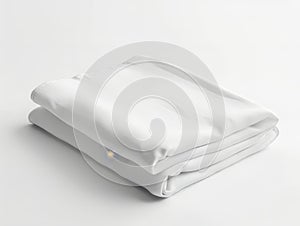 Stack of Folded White Bed Sheets on White Background