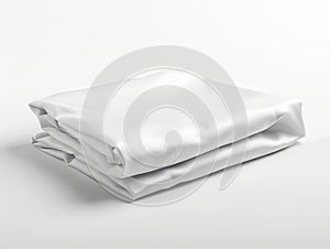 Stack of Folded White Bed Sheets on White Background