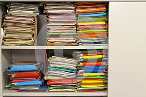 Stack of folders with archival documents