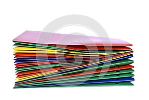 Stack Of Folders On White Background