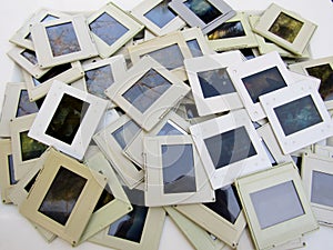 Stack of framed 35mm photo slides