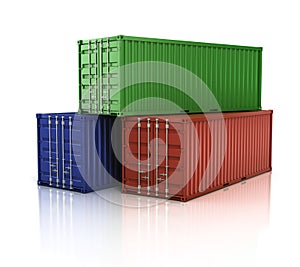 Stack of freight containers 3d rendering