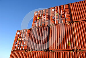 Stack of freight containers