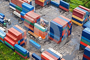 Stack of Freight Containers at the Docks