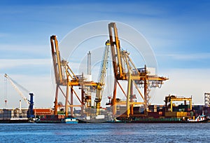 Stack of freight containers at the docks