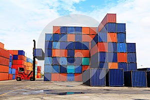 Stack of Freight Containers at the Docks