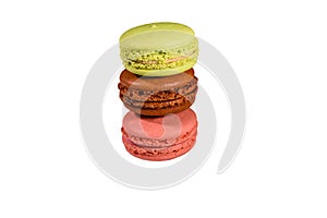 Stack of the french macaroons isolated on a white background