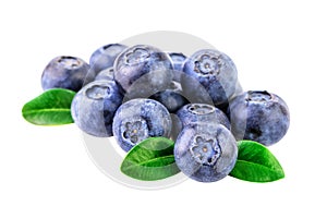 Stack of Blueberries isolated on white with clipping path