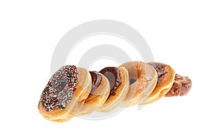 A stack of fresh donuts