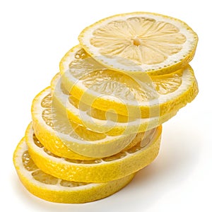 Stack of lemon slices isolated on white background photo
