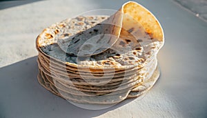 Stack of Freshly Baked Flatbread