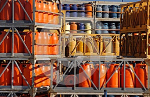 Stack of gas bottles