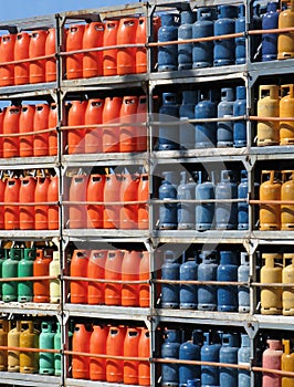 Stack of gas bottles