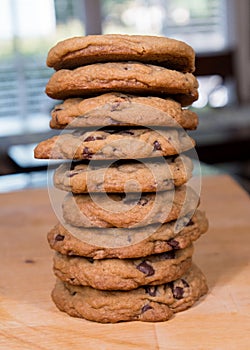 Stack of Giant Chocolate Chip Cookies