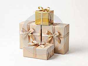 Stack of gift boxes isolated on white background