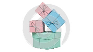 Stack of gift boxes isolated on white background
