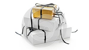 Stack of gift boxes isolated on white background