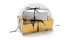 Stack of gift boxes isolated on white background