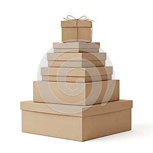 Stack of gift boxes isolated on white background