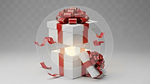 Stack of gift boxes with red ribbons