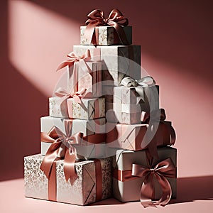 Stack of Gift Boxes with Ribbons