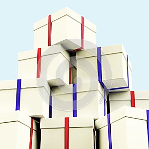 Stack Of Giftboxes With Sky Background