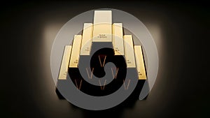 Stack of Gold Bars on Dark Background