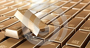 Stack of gold bars, financial and reserve of value concept. Copy space