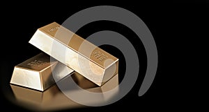 Stack of gold bars, financial and reserve of value concept. Copy space