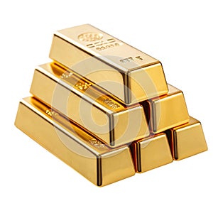 Stack of gold bars isolated on transparent background