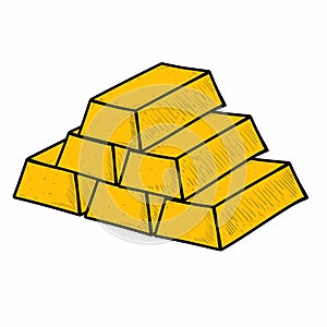 Stack gold bars isolated on white
