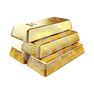 Stack of Gold Bars on Transparent Background - Ai Generated