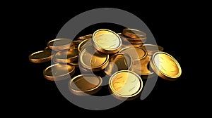 Stack Gold coins on black background. Generative AI