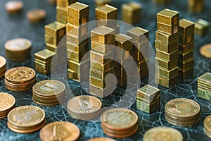 Stack of Gold Coins on Black Background. Generative AI