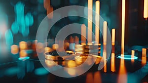 The golden cryptocurrency coins.AI generated image