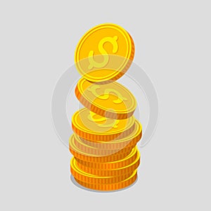 Stack of gold coins with dollar signs