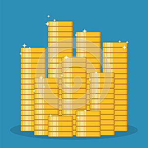 Stack of Gold Coins flat design style