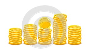 Stack of gold coins in a flat style