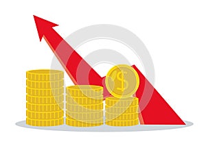 stack of gold coins graph vector illustration