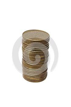 Stack of gold coins isolated with clipping paths