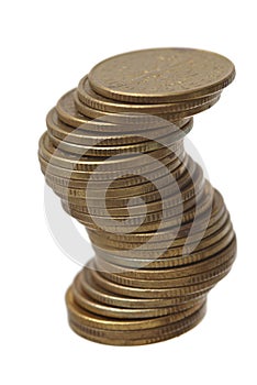 Stack of gold coins isolated with clipping paths