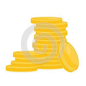 Stack of gold coins on white