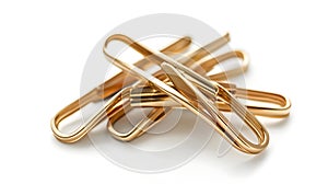 Stack of gold colored paper clips