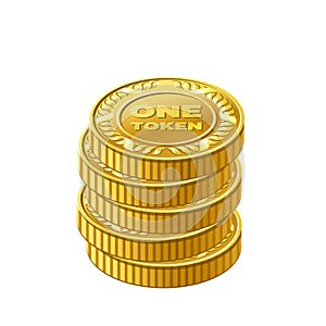 Stack of gold One Token coin icon photo